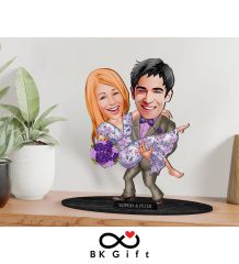 BK Gift Kişiye Özel Sevgililer Karikatürlü Ahşap Biblo, Sevgililer Günü Hediyesi, Doğum Günü Hediyesi, Yıl Dönümü Hediyesi-56