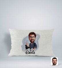 Kişiye Özel İsimli Erkek Yönetmen Karikatürlü Dikdörtgen Araç Koltuk Yastığı-1