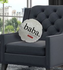 Kişiye Özel İsimli Baba Anlamlı Yuvarlak Dekoratif Kırlent Yastık-1