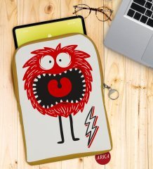 BK Gift Sevimli Canavar Tasarımlı Taşınabilir Koruyucu Tablet Kılıfı & Organizer Çanta - Sarı-1