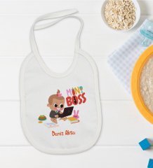 BK Kids Kişiye Özel Mini Boss Tasarımlı Bebek Mama Önlüğü - Model 1