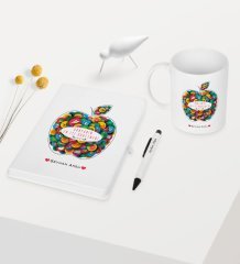 Kişiye Özel Dünyanın En İyi Öğretmeni Temalı Beyaz Defter Kalem Kupa Seti - 12