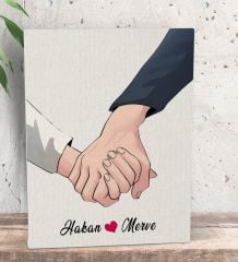 BK Gift Kişiye Özel Sevgili El Ele Tasarımlı Kanvas Tablo-5 (15x20), Sevgiliye Hediye, Sevgililer Günü Hediyesi