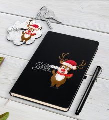 Kişiye Özel Yılbaşı Mutlu Yıllar Siyah Defter Kalem ve Anahtarlık Hediye Seti-11