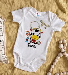 BK Kids Kişiye Özel İsimli Beyaz Bebek Body Zıbın Erkek Bebek Künyesi ve İğnesi Hediye Seti-31