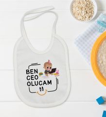 BK Kids Ceo Olucam Tasarımlı Beyaz Bebek Mama Önlüğü-2