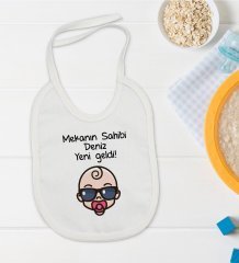 BK Kids Kişiye Özel Mekanın Sahibi Yeni Geldi Tasarımlı Bebek Mama Önlüğü - Model 1