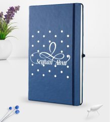 Kişiye Özel İsimli Lacivert Termo Deri Defter 16x24cm Model 4