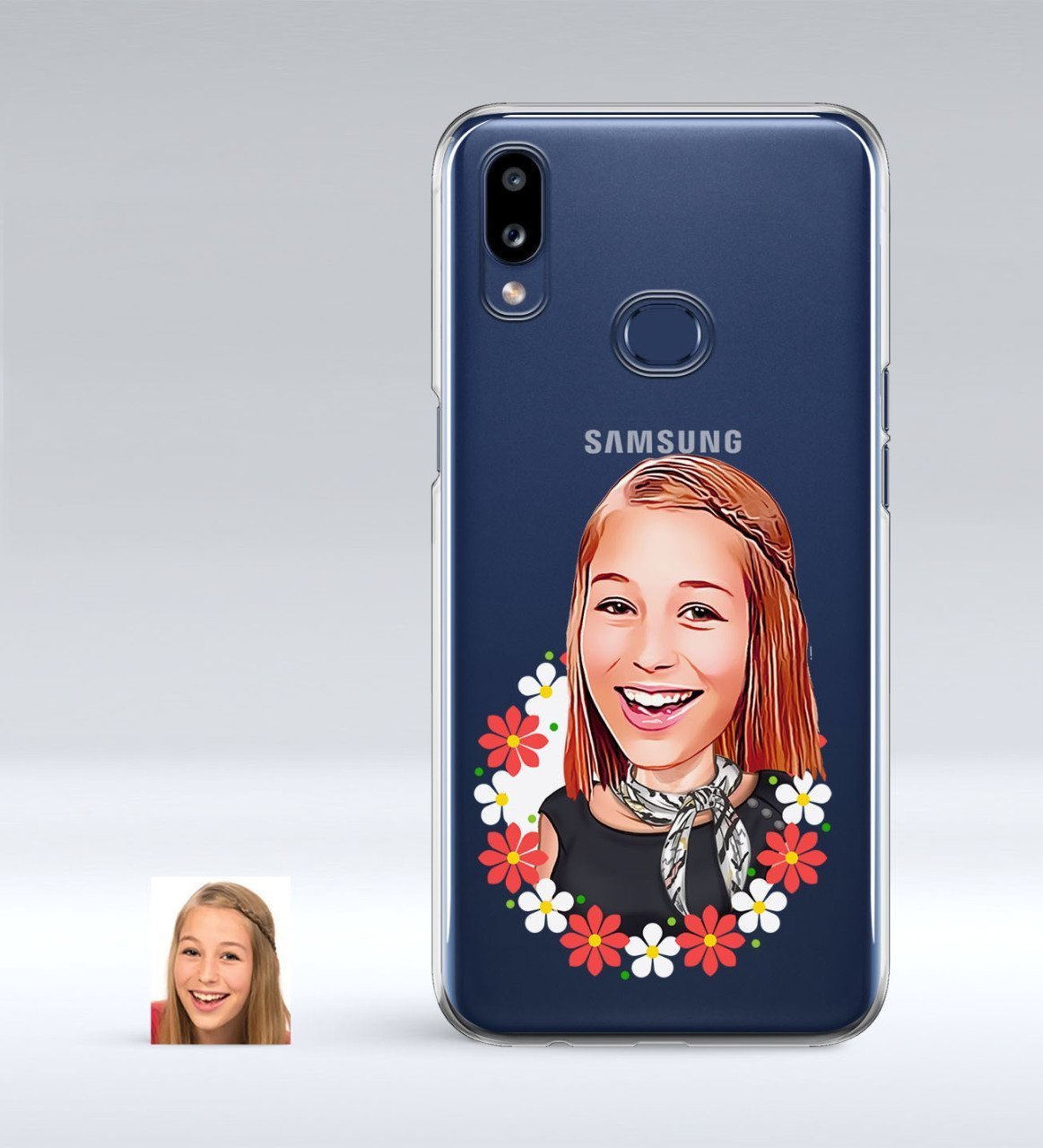 Kişiye Özel Bayan Karikatürlü Samsung Galaxy A10s İnce Şeffaf Silikon Telefon Kapağı-51