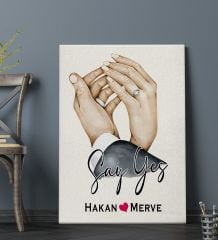 BK Gift Kişiye Özel Sevgili El Ele Tasarımlı Kanvas Tablo-4 (70x100), Sevgiliye Hediye, Sevgililer Günü Hediyesi