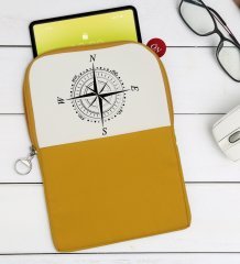 BK Gift Pusula Tasarımlı Taşınabilir Koruyucu Tablet Kılıfı & Organizer Çanta - Sarı-2