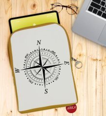 BK Gift Pusula Tasarımlı Taşınabilir Koruyucu Tablet Kılıfı & Organizer Çanta - Sarı-2