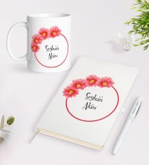 Kişiye Özel İsimli Beyaz Defter Kalem Kupa Seti-6