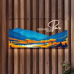 BK Gift Kişiye Özel Manzara Tasarımlı Akrilik Bar Tabelası(38x19cm)-12, Home Bar Tabela, Duvar Dekoru