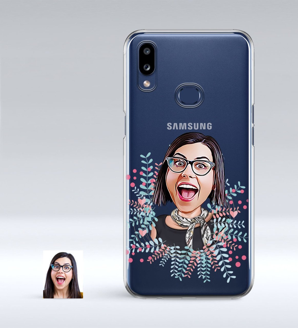 Kişiye Özel Bayan Karikatürlü Samsung Galaxy A10s İnce Şeffaf Silikon Telefon Kapağı-50