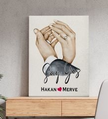 BK Gift Kişiye Özel Sevgili El Ele Tasarımlı Kanvas Tablo-4 (50x70), Sevgiliye Hediye, Sevgililer Günü Hediyesi