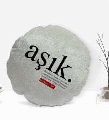 Kişiye Özel İsimli Aşk Anlamlı Yuvarlak Dekoratif Kırlent Yastık-1