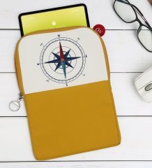 BK Gift Pusula Tasarımlı Taşınabilir Koruyucu Tablet Kılıfı & Organizer Çanta - Sarı-1