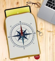 BK Gift Pusula Tasarımlı Taşınabilir Koruyucu Tablet Kılıfı & Organizer Çanta - Sarı-1