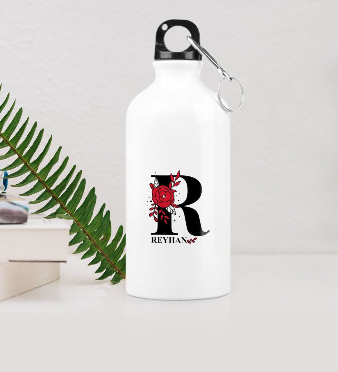 Kişiye Özel R Baş Harf ve İsimli Metal Suluk (500 ml.)