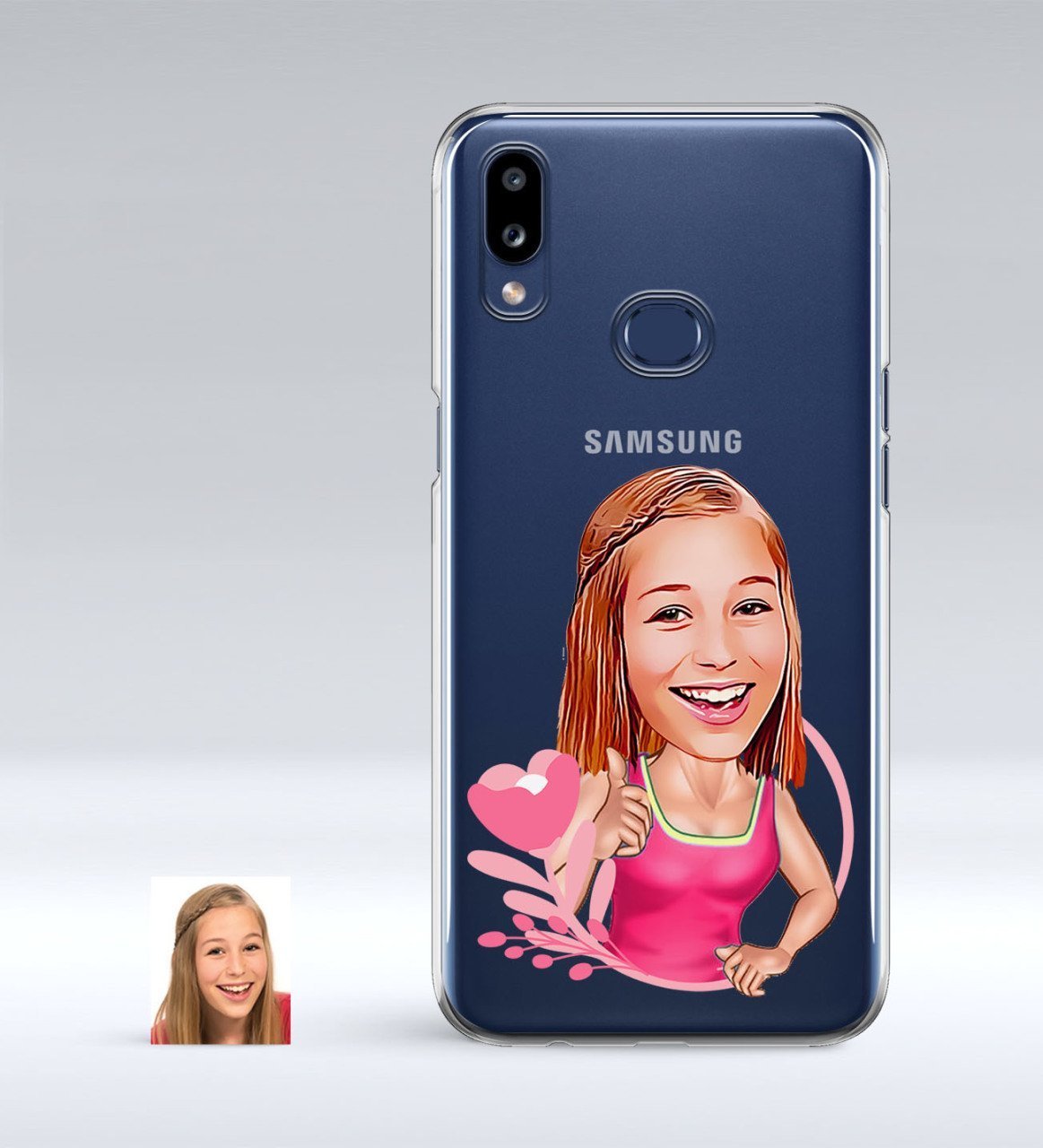 Kişiye Özel Bayan Karikatürlü Samsung Galaxy A10s İnce Şeffaf Silikon Telefon Kapağı-49