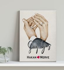 BK Gift Kişiye Özel Sevgili El Ele Tasarımlı Kanvas Tablo-4 (30x50), Sevgiliye Hediye, Sevgililer Günü Hediyesi