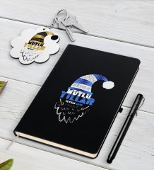 Kişiye Özel Yılbaşı Mutlu Yıllar Siyah Defter Kalem ve Anahtarlık Hediye Seti-8