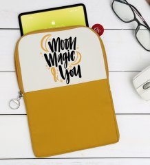 BK Gift Moon Magic & You Tasarımlı Taşınabilir Koruyucu Tablet Kılıfı & Organizer Çanta - Sarı-1
