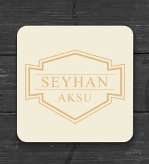 BK Gift Kişiye Özel Ahşap Bardak Altlığı ve 6’lı Granit Viski Taşı Hediye Seti - Model 7