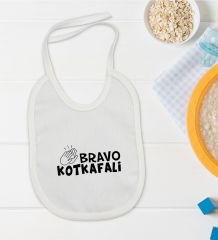 BK Kids Bravo Kotkafali Tasarımlı Beyaz Bebek Mama Önlüğü-1