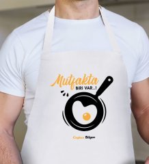 Kişiye Özel Mutfakta Biri Var Erkek Beyaz Mutfak Önlüğü - 1