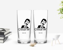 Kişiye Özel Renkli Baskılı Hangimiz Sevmedik Çılgınlar Gibi Silüet Tasarımlı İkili Rakı Bardağı Seti-1