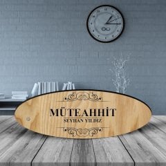 Kişiye Özel Mesleki Müteahhit Ahşap Oval Masa İsimliği - 2