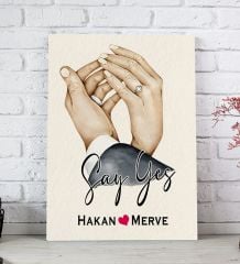 BK Gift Kişiye Özel Sevgili El Ele Tasarımlı Kanvas Tablo-4 (20x30), Sevgiliye Hediye, Sevgililer Günü Hediyesi