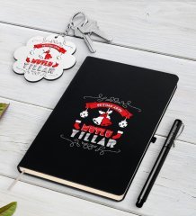 Kişiye Özel Yılbaşı Mutlu Yıllar Siyah Defter Kalem ve Anahtarlık Hediye Seti-7