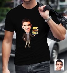 Kişiye Özel Bay Öğretmen Karikatürlü Siyah T-Shirt-8