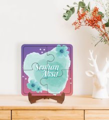 Kişiye Özel İsimli Kadınlar Günü Tasarımlı Ahşap Standlı Puzzle Çerçeve-10