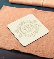 BK Gift Kişiye Özel Ahşap Bardak Altlığı ve 6’lı Granit Viski Taşı Hediye Seti - Model 6