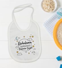BK Kids Bırkalama Tasarımlı Beyaz Bebek Mama Önlüğü-1