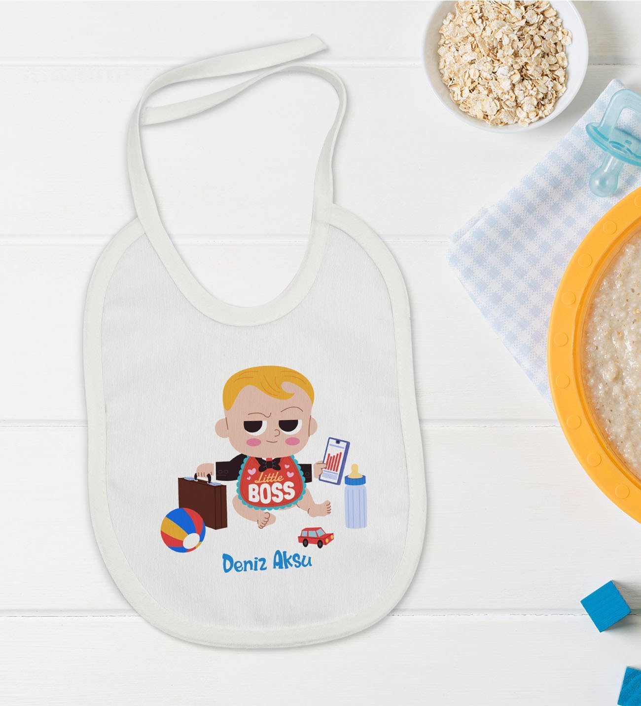 BK Kids Kişiye Özel Little Boss Lady Tasarımlı Bebek Mama Önlüğü - Model 1