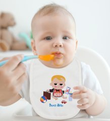 BK Kids Kişiye Özel Little Boss Lady Tasarımlı Bebek Mama Önlüğü - Model 1