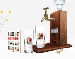 Kişiye Özel Renkli Baskılı Newyork Tasarımlı İkili Rakı Bardağı Ahşap Rakı Standı ve Cep Kitabı Hediye Seti-1
