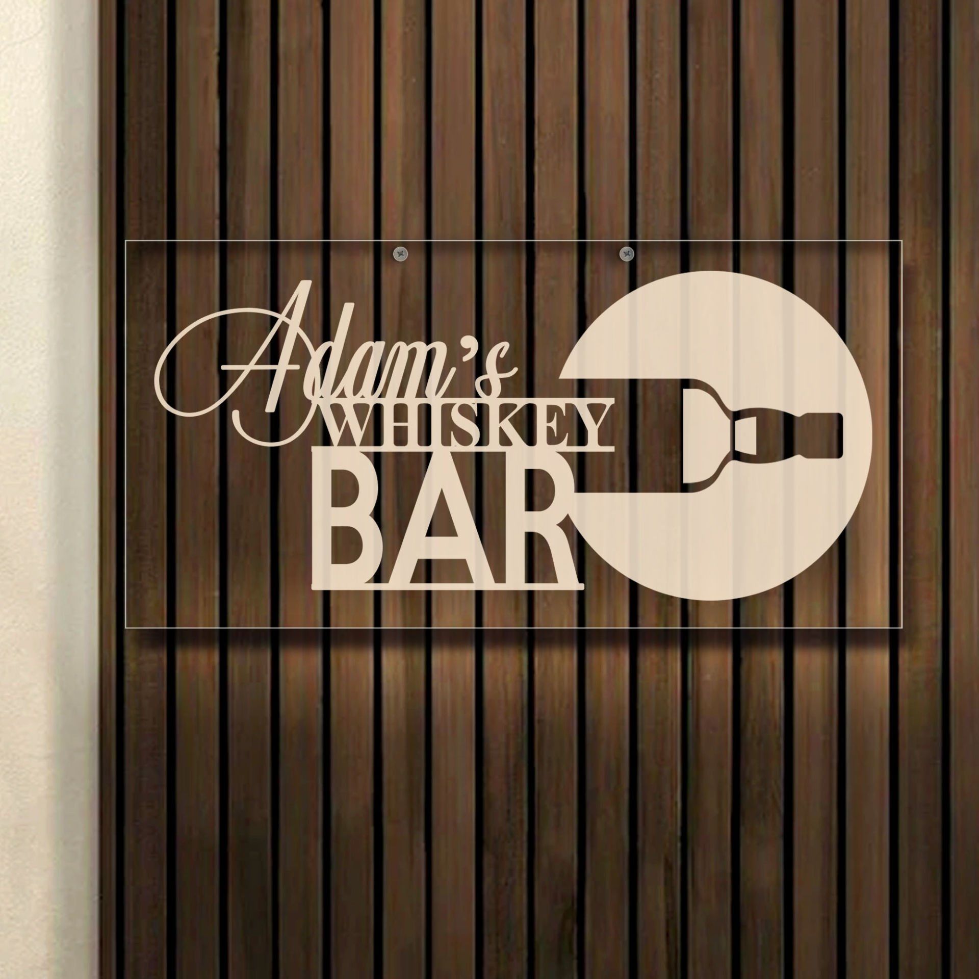 BK Gift Kişiye Özel Viski Tasarımlı Akrilik Bar Tabelası(38x19cm)-3, Home Bar Tabela, Duvar Dekoru