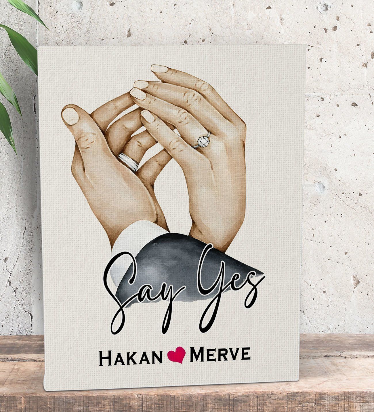 BK Gift Kişiye Özel Sevgili El Ele Tasarımlı Kanvas Tablo-4 (15x20), Sevgiliye Hediye, Sevgililer Günü Hediyesi
