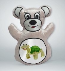 BK Gift Sevimli Kaplumbağa Tasarımlı Krem Ayıcık Yastık-3