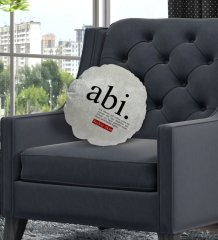 Kişiye Özel İsimli Abi Anlamlı Yuvarlak Dekoratif Kırlent Yastık-1