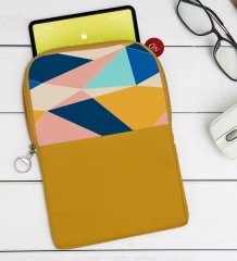 BK Gift Modern Art Tasarımlı Taşınabilir Koruyucu Tablet Kılıfı & Organizer Çanta - Sarı-2