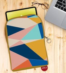 BK Gift Modern Art Tasarımlı Taşınabilir Koruyucu Tablet Kılıfı & Organizer Çanta - Sarı-2