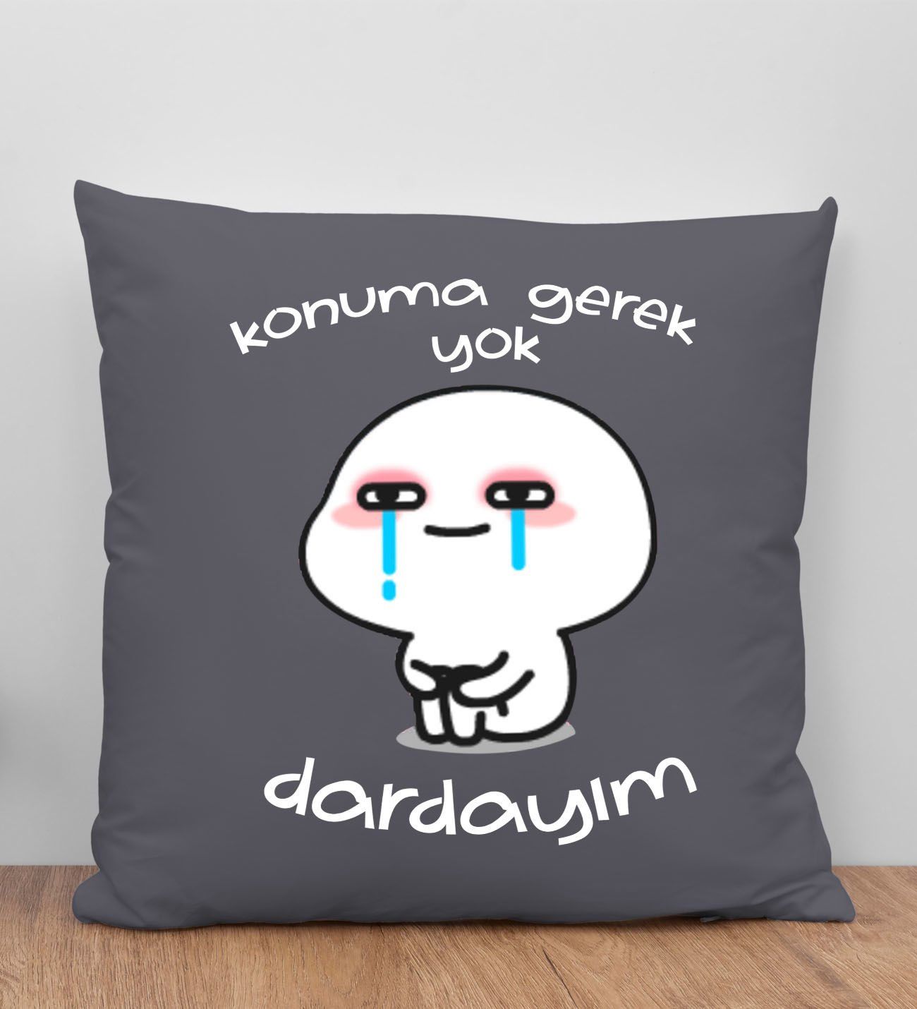 BK Gift Dardayım Tasarımlı Antrasit Kırlent Yastık, Arkadaşa Hediye, Ev Dekorasyonu, Ev Hediyesi-1