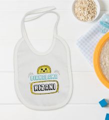 BK Kids Bırkalama Kızanı Tasarımlı Beyaz Bebek Mama Önlüğü-1
